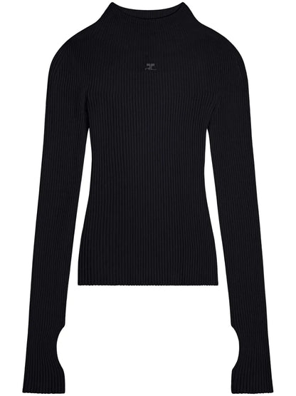 Logo-Embroidered Ribbed Jumper
