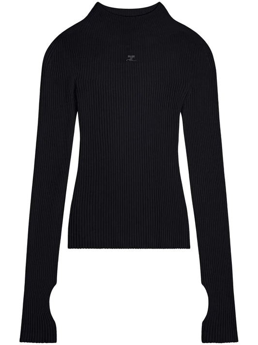 Logo-Embroidered Ribbed Jumper