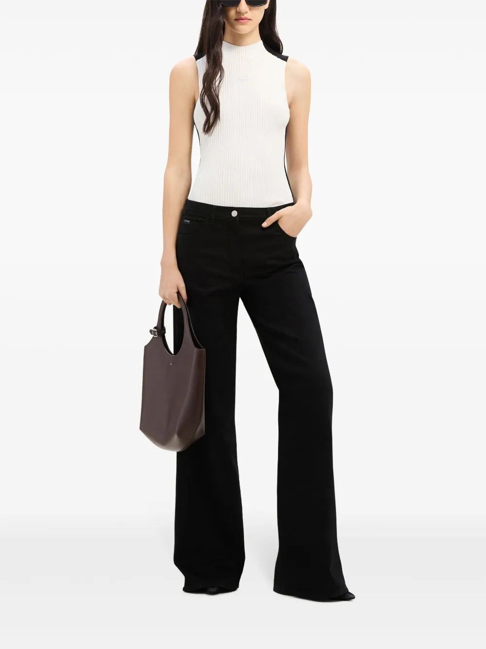 Contrast Frame Ribbed Tank Top