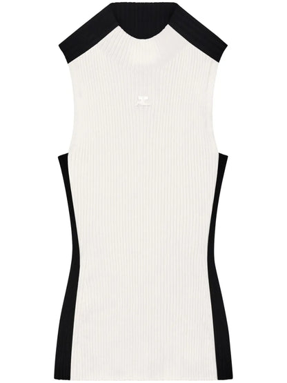 Contrast Frame Ribbed Tank Top