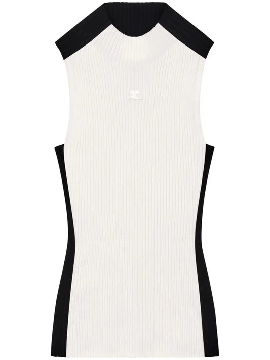 Contrast Frame Ribbed Tank Top