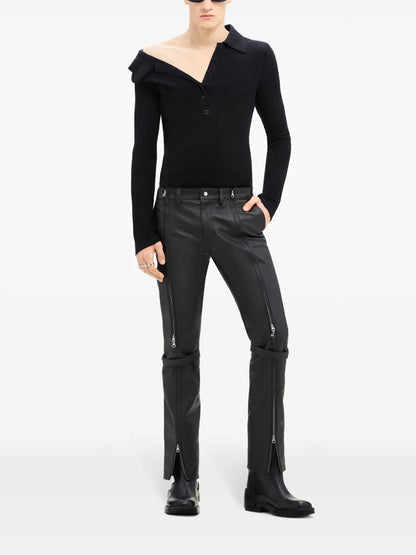 Multi-Button Polo Sweater