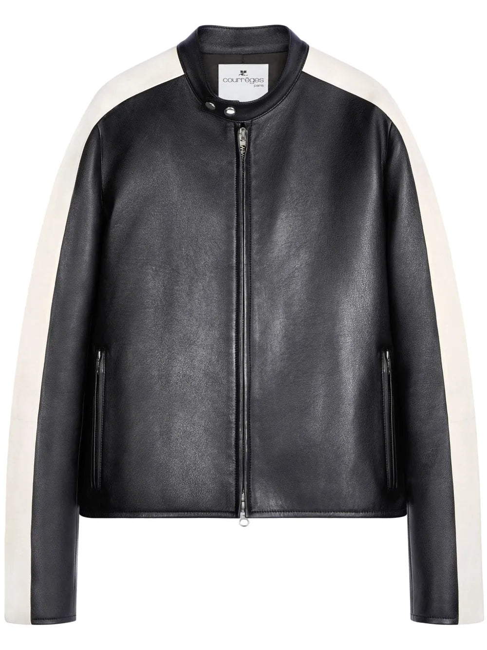 Contrast Stripe-Detail Leather Jacket
