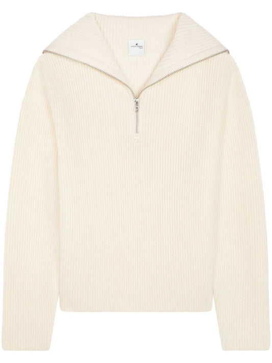Ribbed-Knit Hooded Sweater