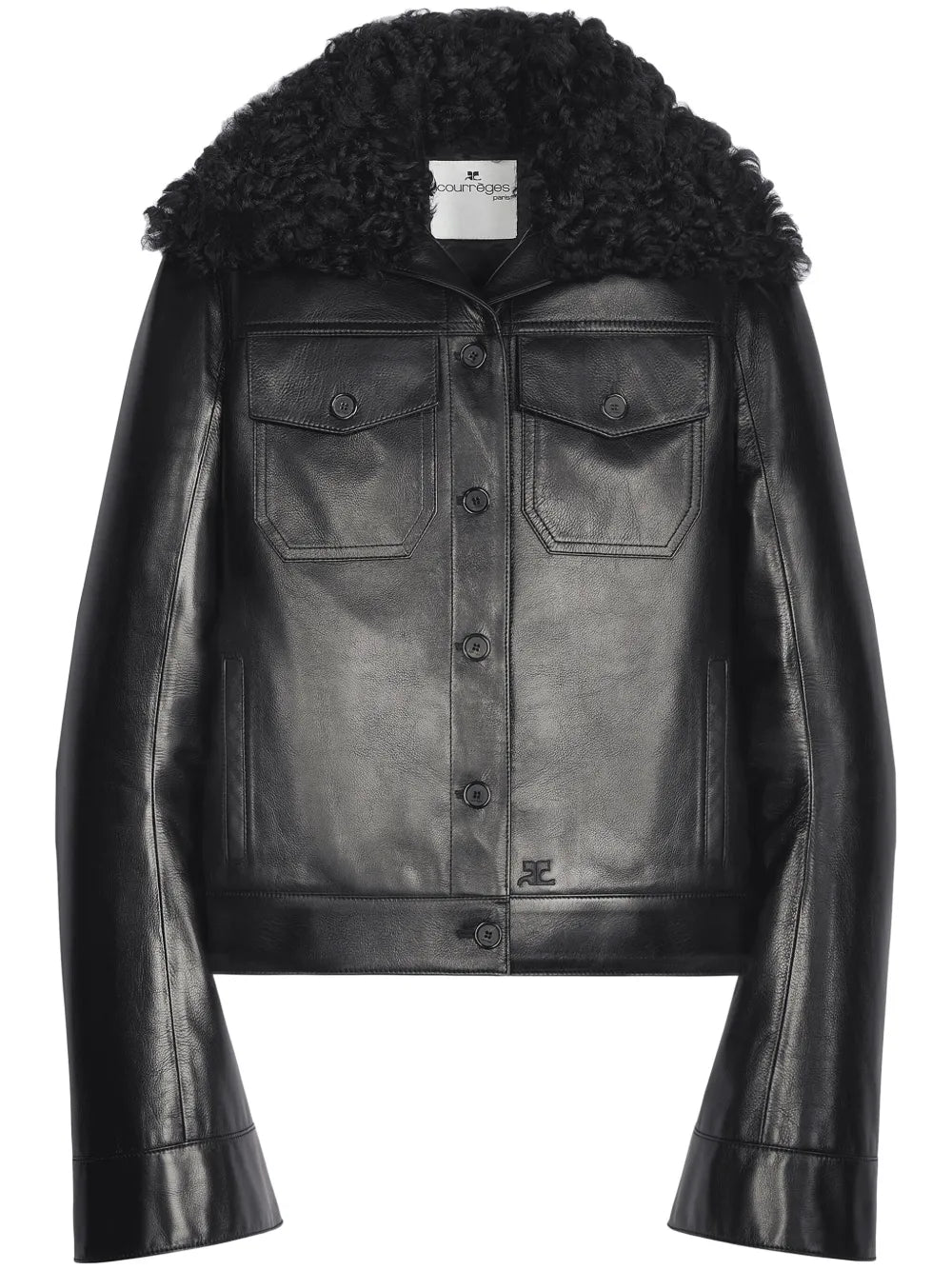 Shearling-Collar Leather Jacket