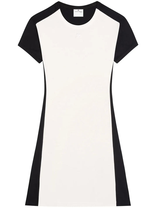 Contrast-Frame Cotton Mini Dress