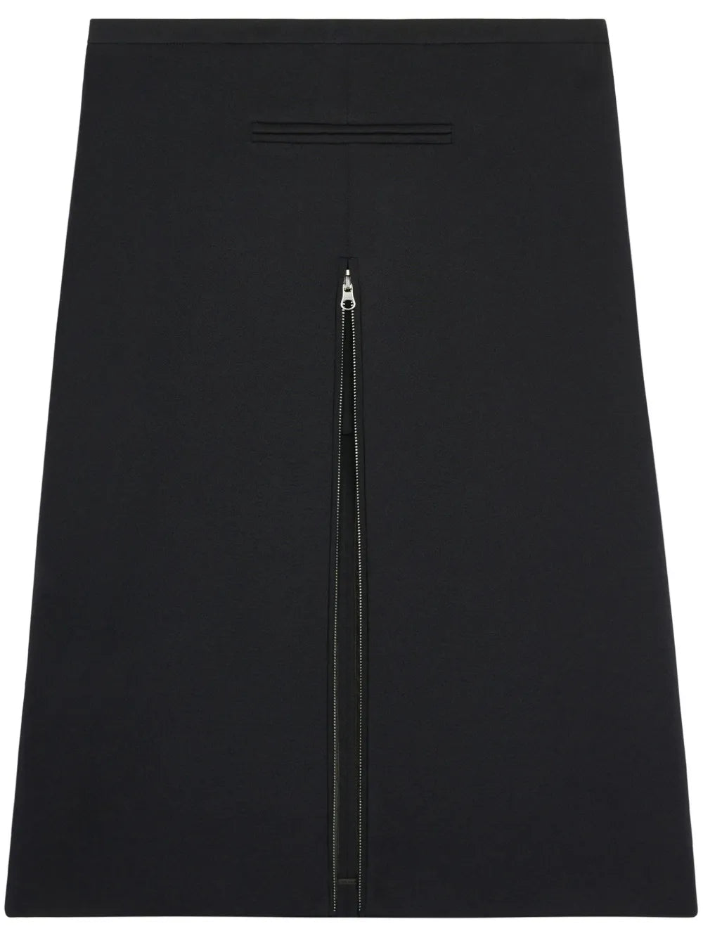 Zip-Detail Twill Midi Skirt