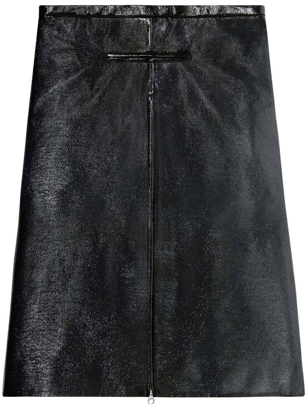 Zip-Detail Coated Midi Skirt