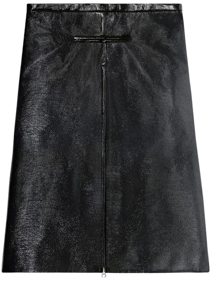Zip-Detail Coated Midi Skirt