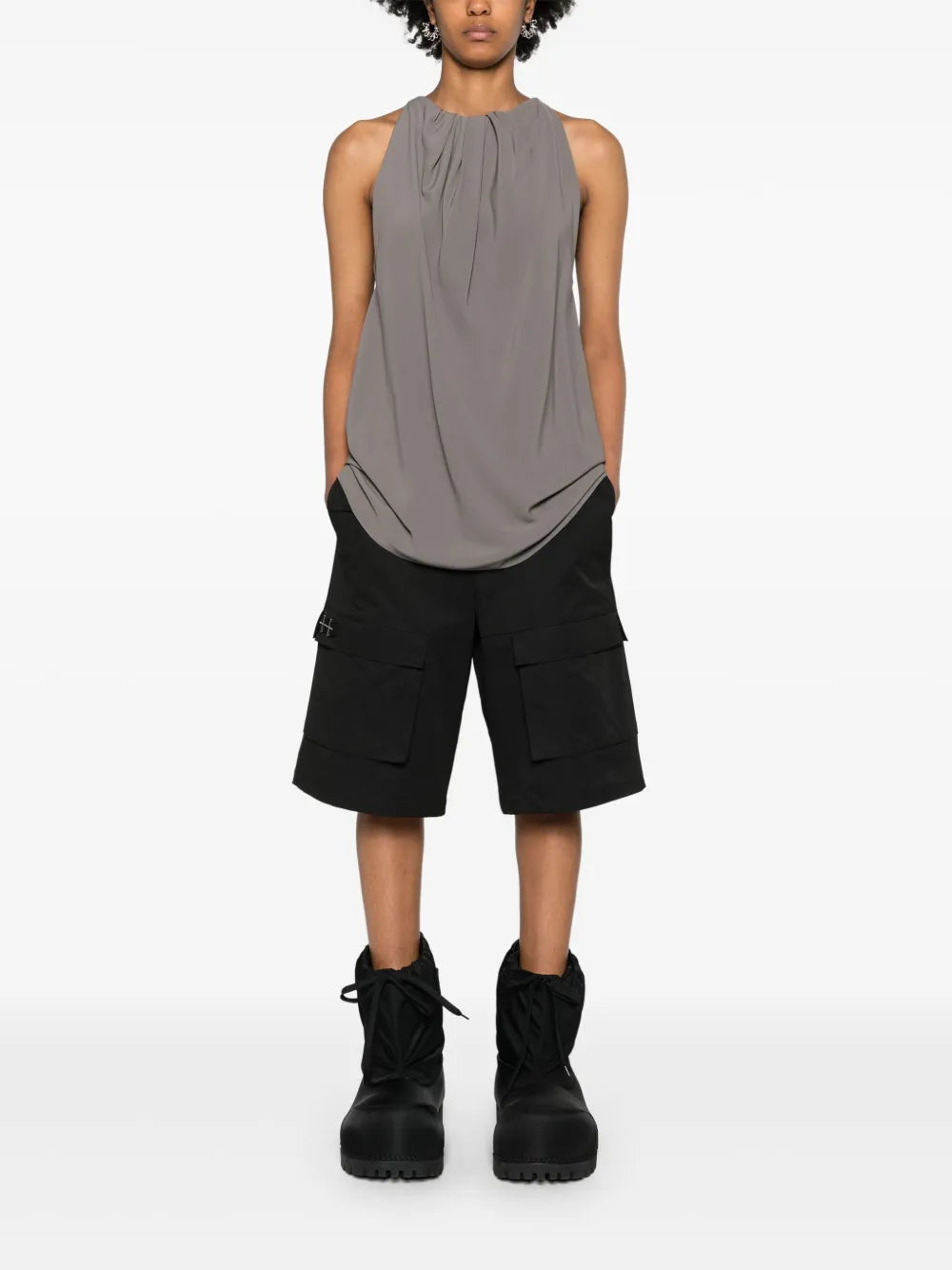 Gathered Crepe Tank Top