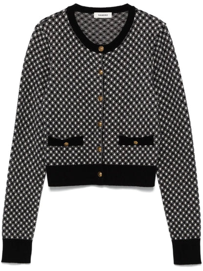 Shepherd-Checked Cardigan