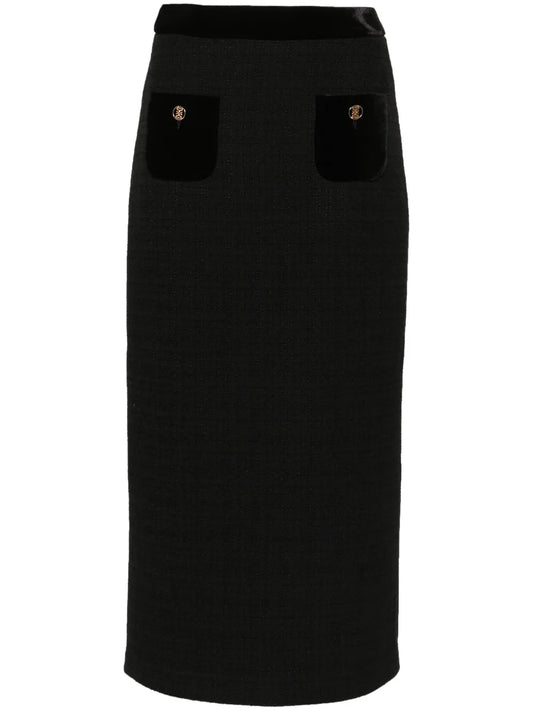 Tweed Velvet Maxi Skirt