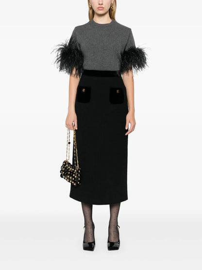 Tweed Velvet Maxi Skirt