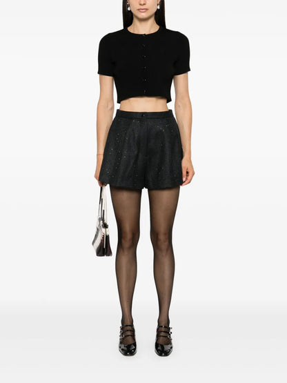 Ribbed Press-Stud Crop Top
