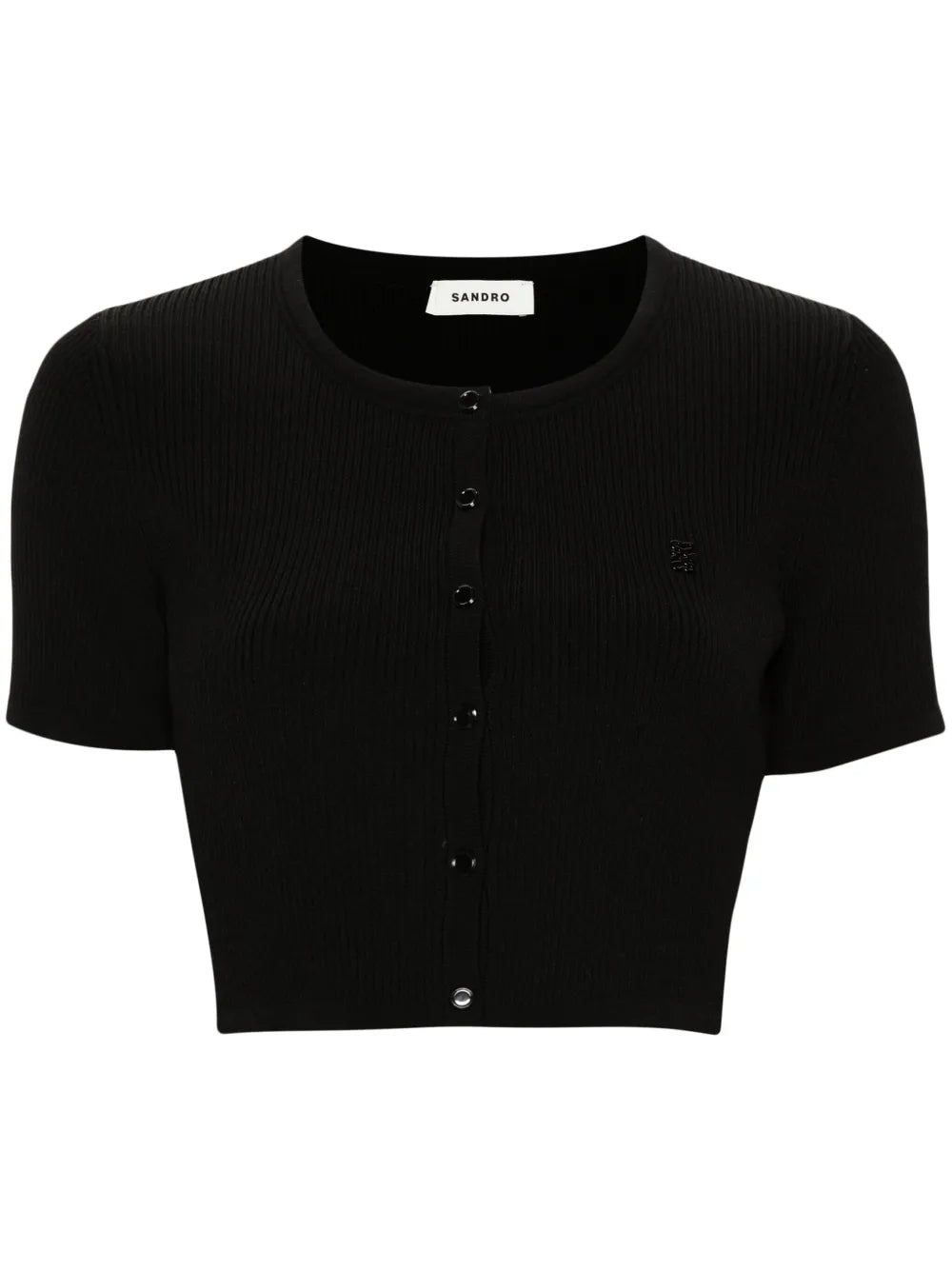 Ribbed Press-Stud Crop Top