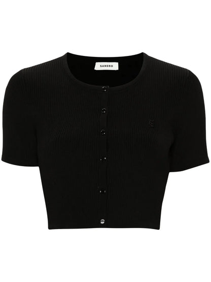 Ribbed Press-Stud Crop Top