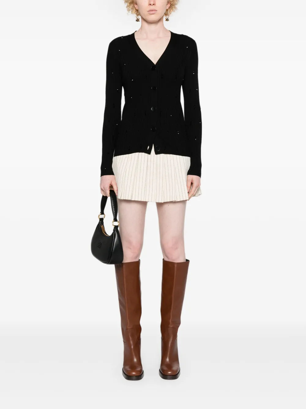 Rhinestone-Embellished Cardigan
