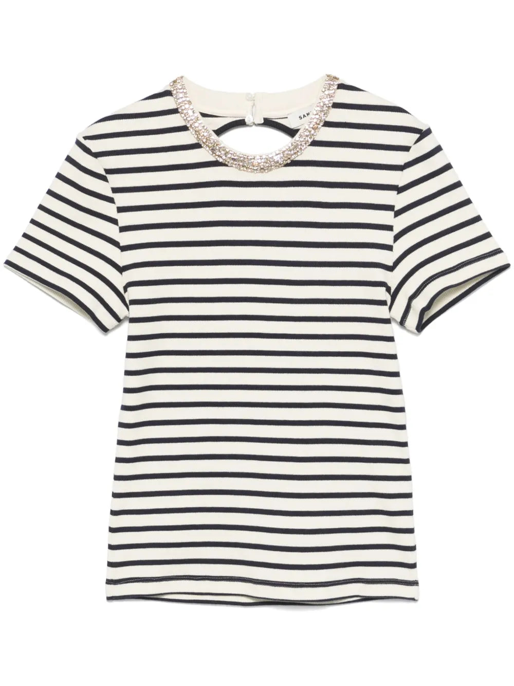 Striped Rhinestone-Embellished T-Shirt