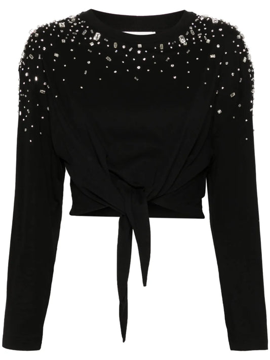 Rhinestoned Tie Top