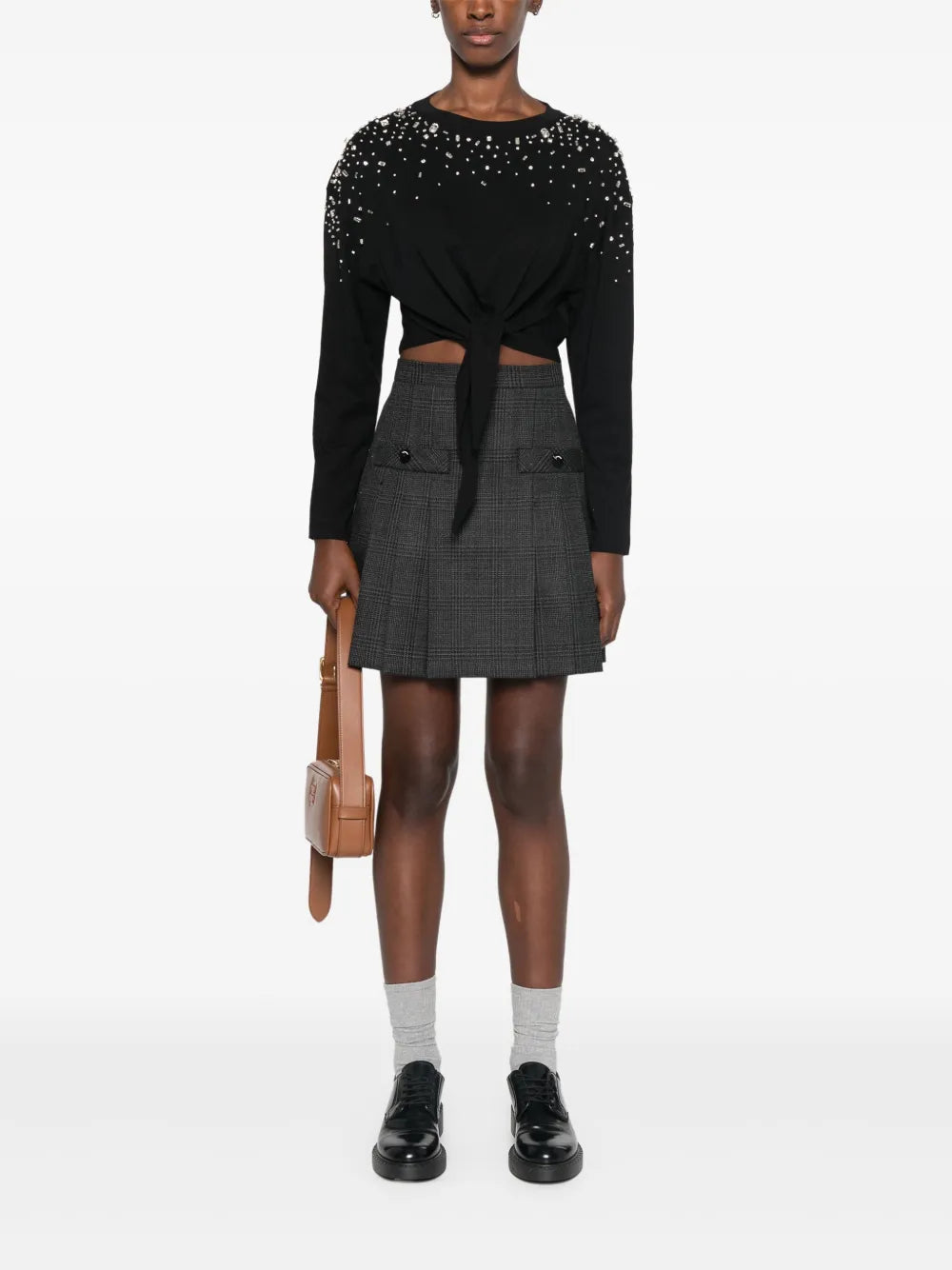 Rhinestoned Tie Top