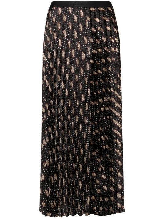 Printed Pleated Midi Skirt