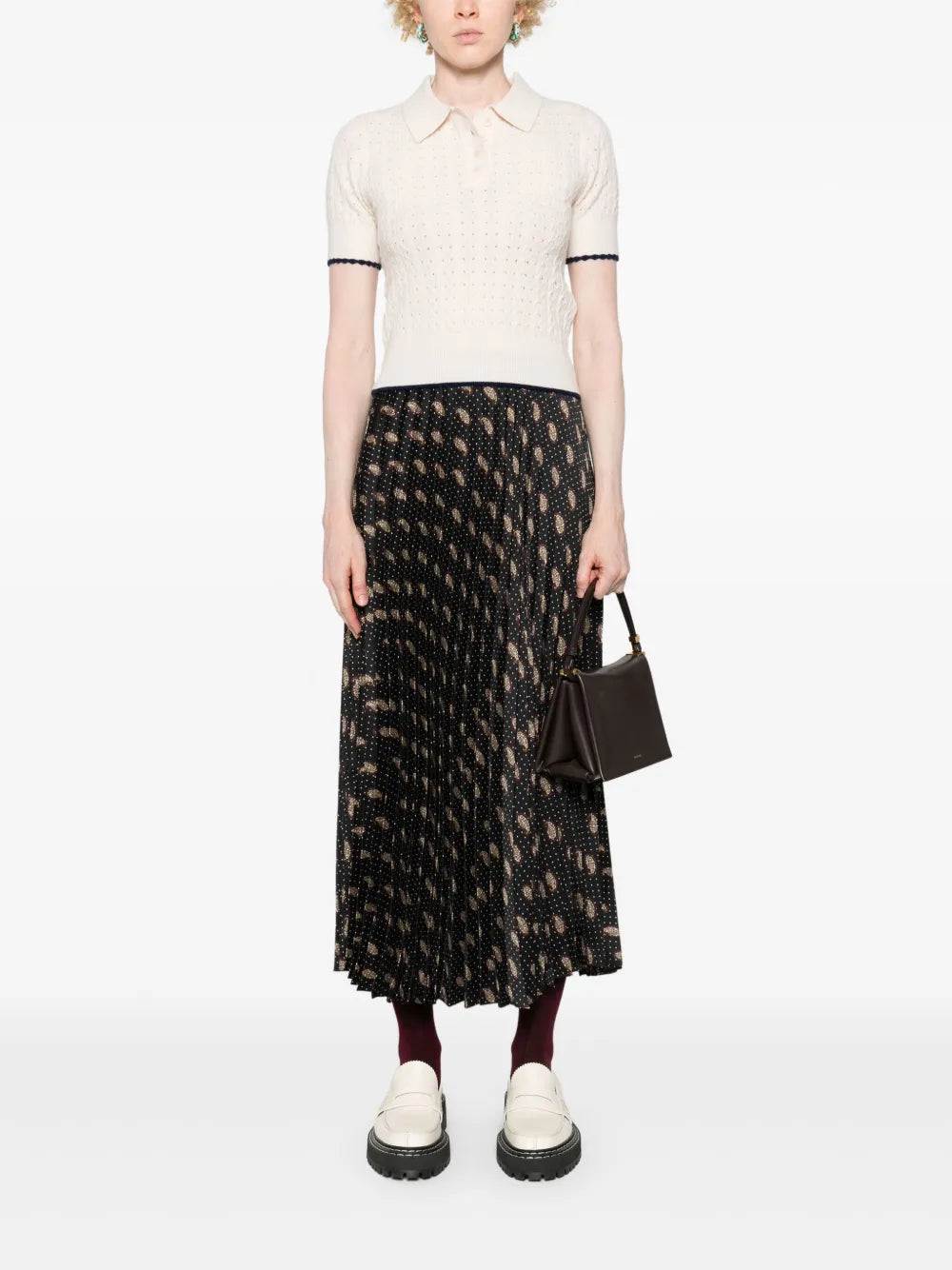 Printed Pleated Midi Skirt