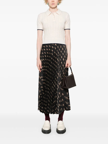 Printed Pleated Midi Skirt
