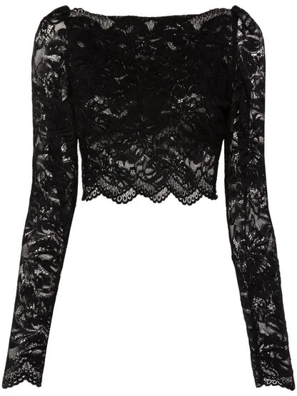 Floral-Lace Cropped Top