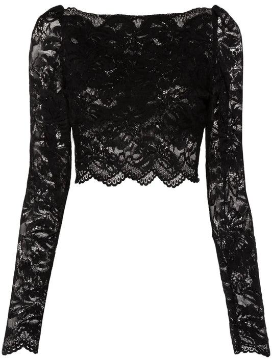 Floral-Lace Cropped Top