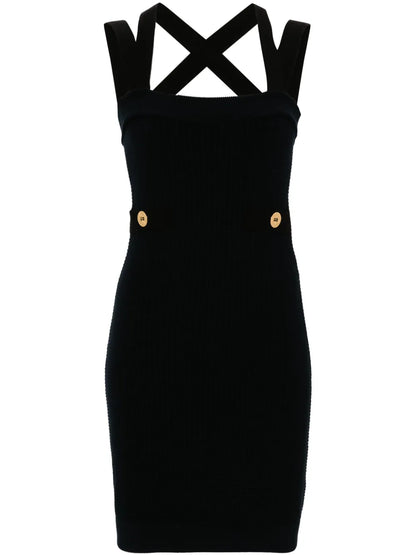 Double-Strap 3D-Knit Mini Dress