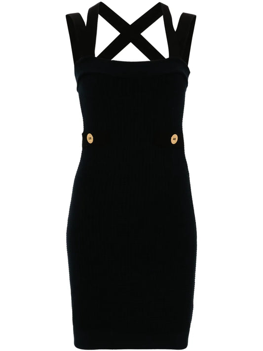 Double-Strap 3D-Knit Mini Dress