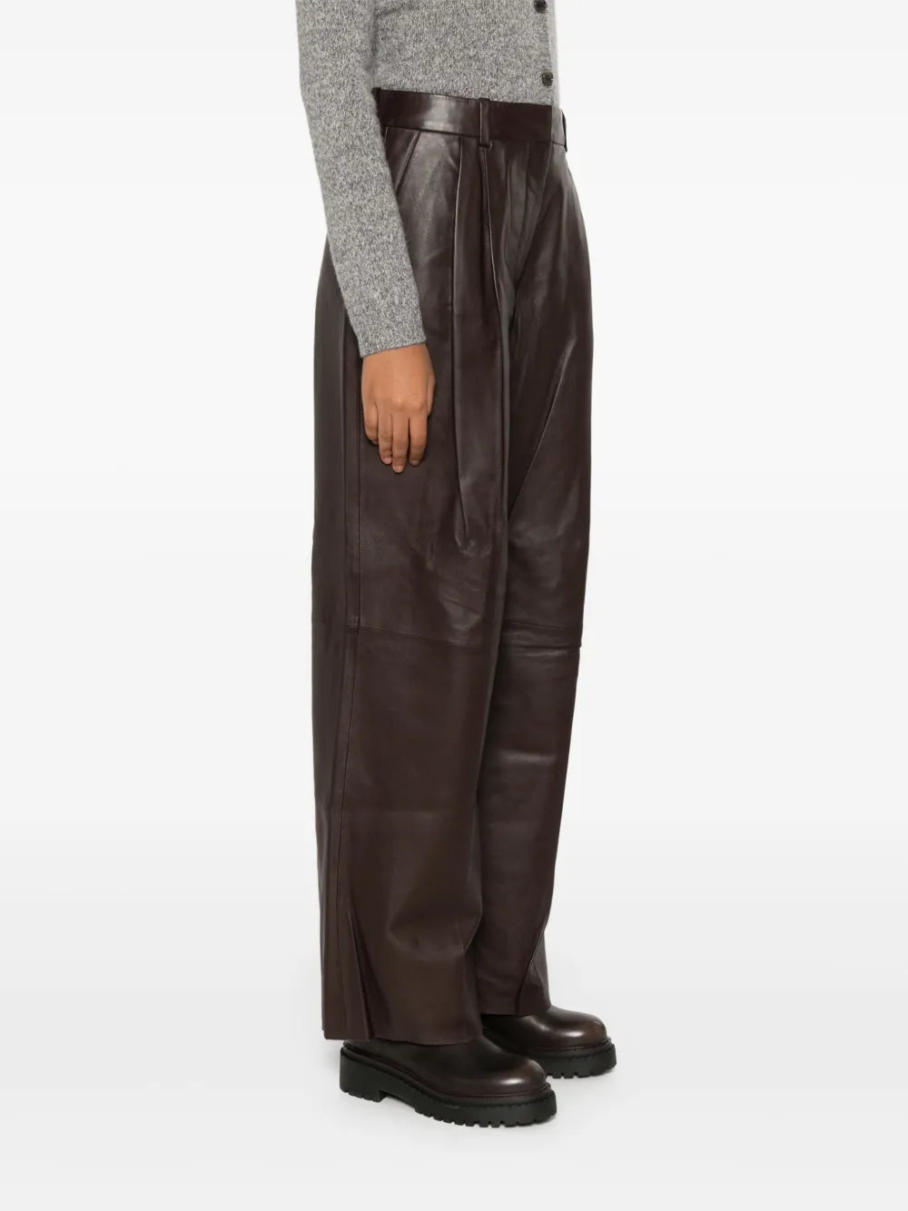 Wide-Leg Leather Trousers