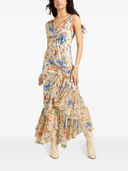 Ciara Painted Garden-Print Dress