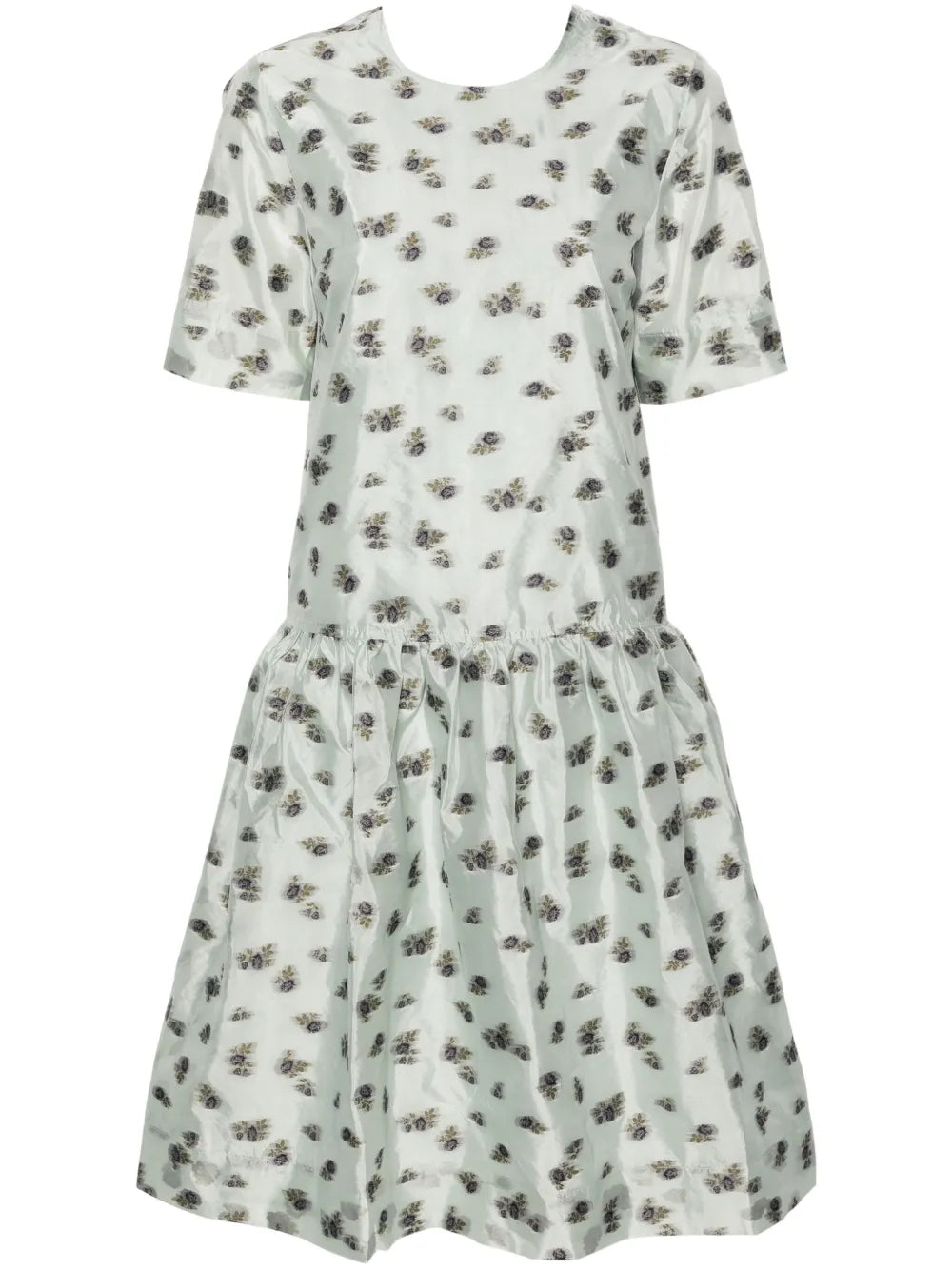 Floral-Jacquard Organza Midi Dress