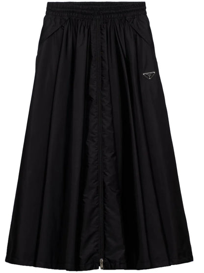 Triangle-Logo Zipped Maxi Skirt