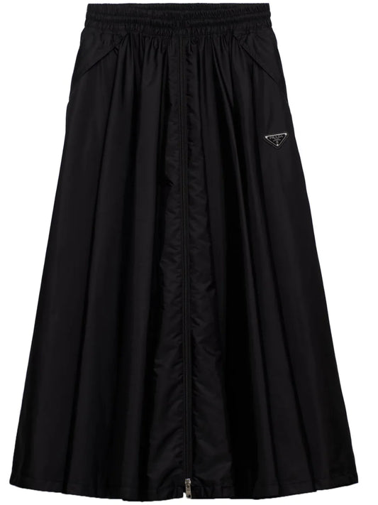 Triangle-Logo Zipped Maxi Skirt