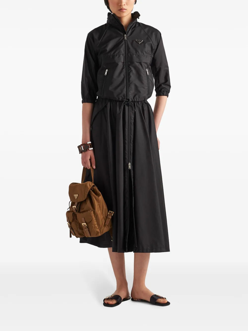 Triangle-Logo Zipped Maxi Skirt