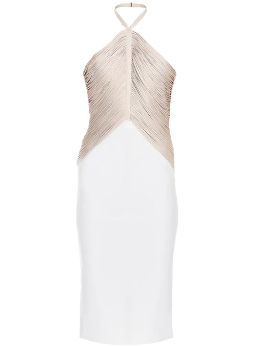 Halterneck Fringe Midi Dress