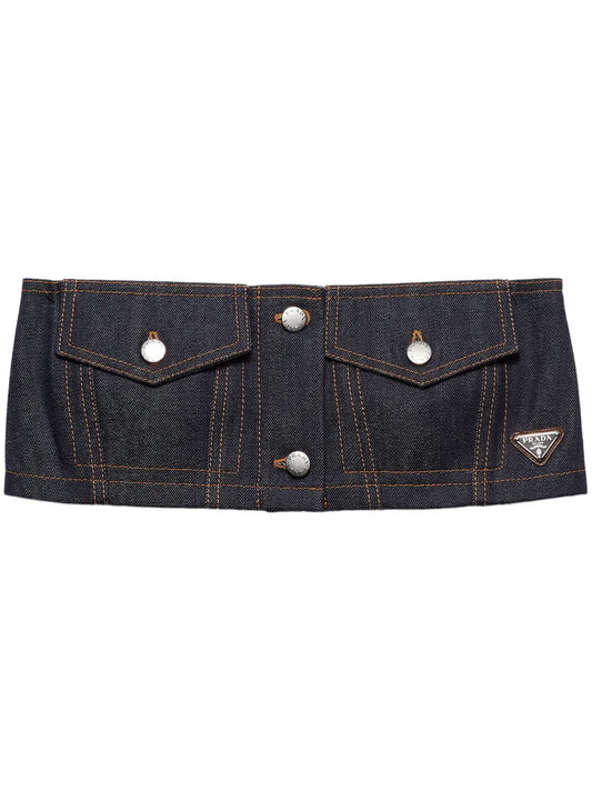 Denim Strapless Crop Top
