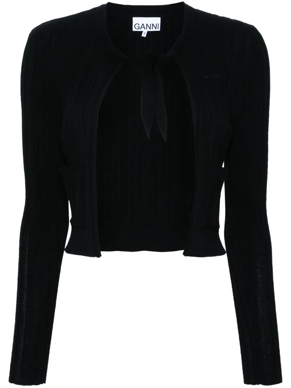 Ribbed Tie-Fastening Cardigan