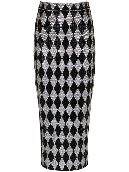 Rhinestone-Embellished Midi Skirt