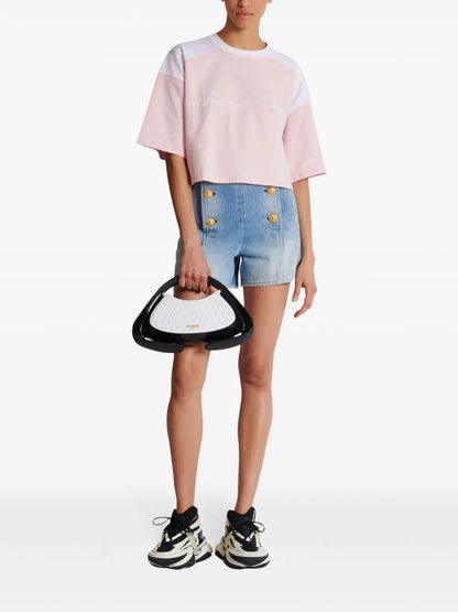 Logo-Embroidered Panelled T-Shirt