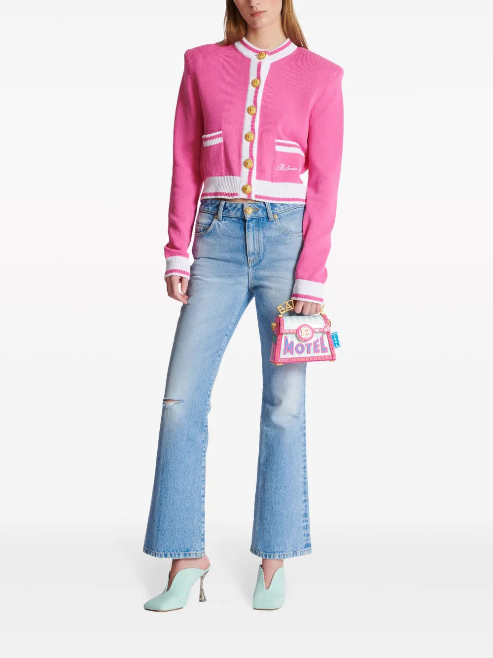 Embroidered-Logo Knit Cardigan