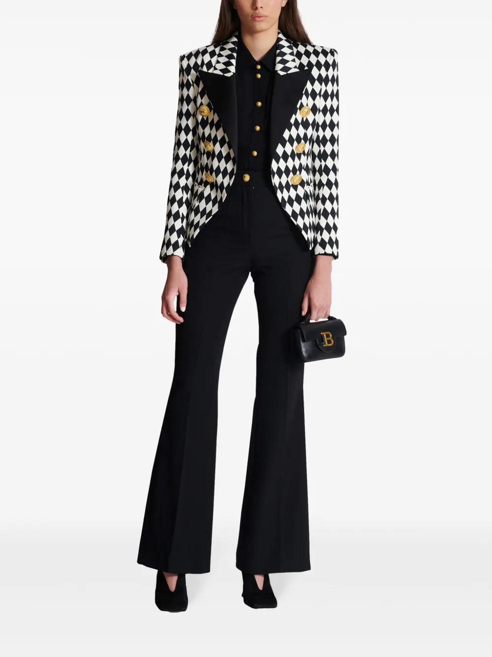 Diamond-Print Peak-Lapel Blazer