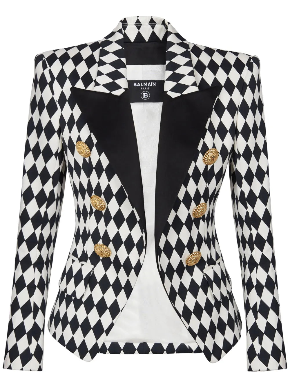 Diamond-Print Peak-Lapel Blazer
