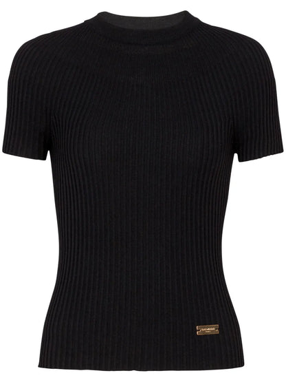 Logo-Plaque Ribbed Knit Top