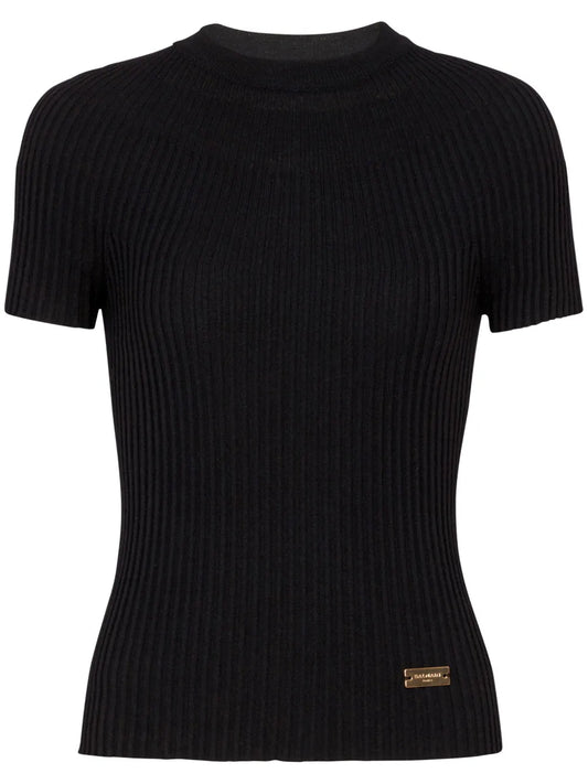 Logo-Plaque Ribbed Knit Top