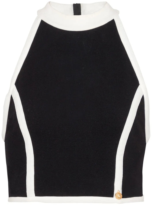 Two-Tone Halterneck Top