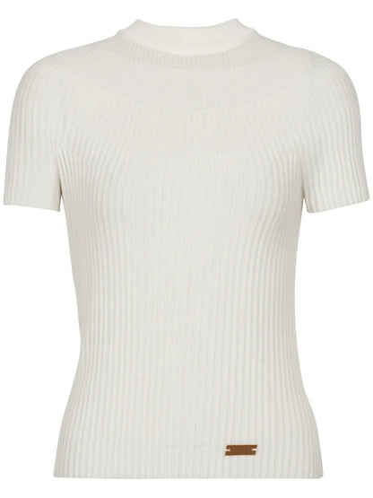 Logo-Plaque Ribbed Knit Top