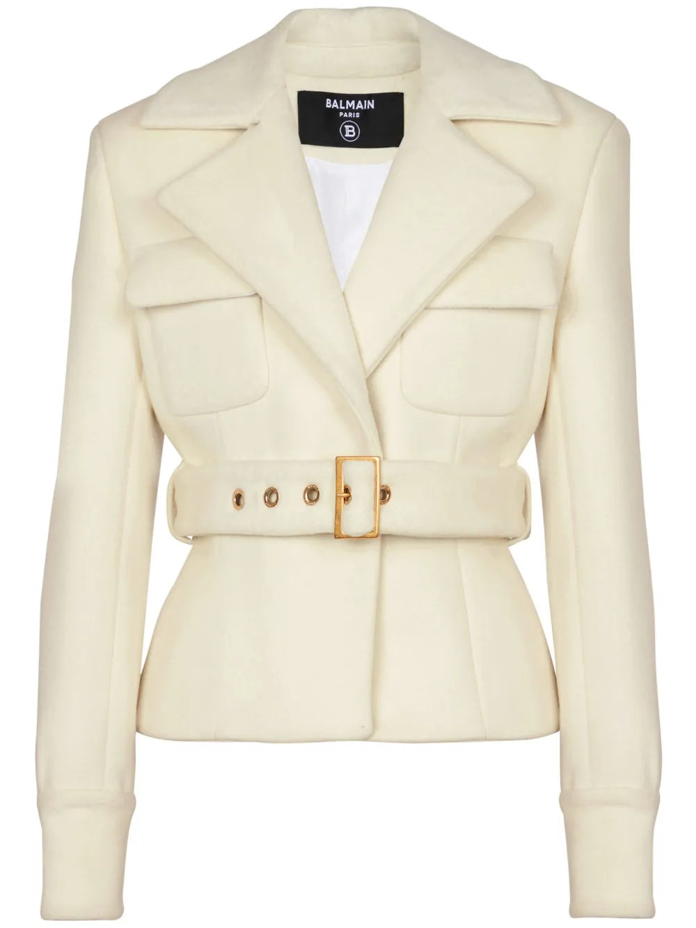 Notched-Lapel Belted Jacket